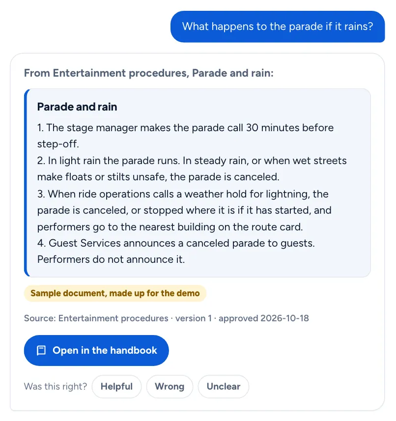 Answer to: What happens to the parade if it rains?