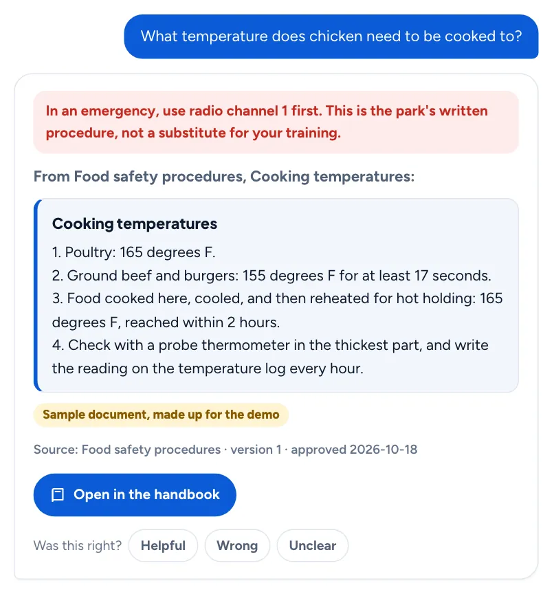 Answer to: What temperature does chicken need to be cooked to?