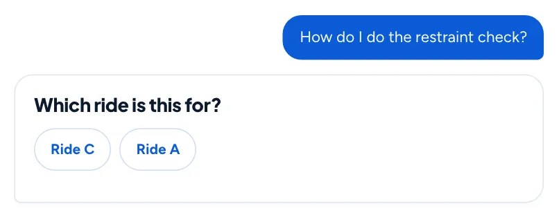 Two rides, same procedure: it asks which ride first.