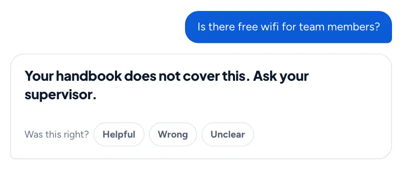 Not in the handbook: it says so and names who to ask.