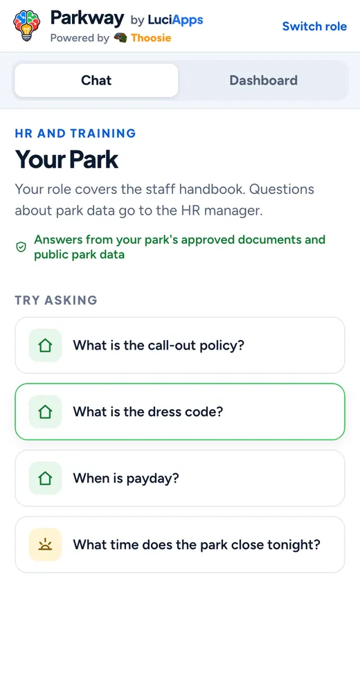HR and training on a phone: chat