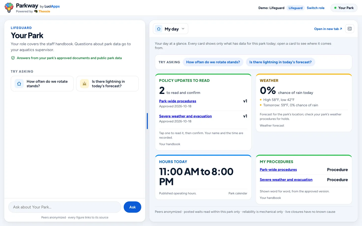 Lifeguard: chat beside the role's dashboard