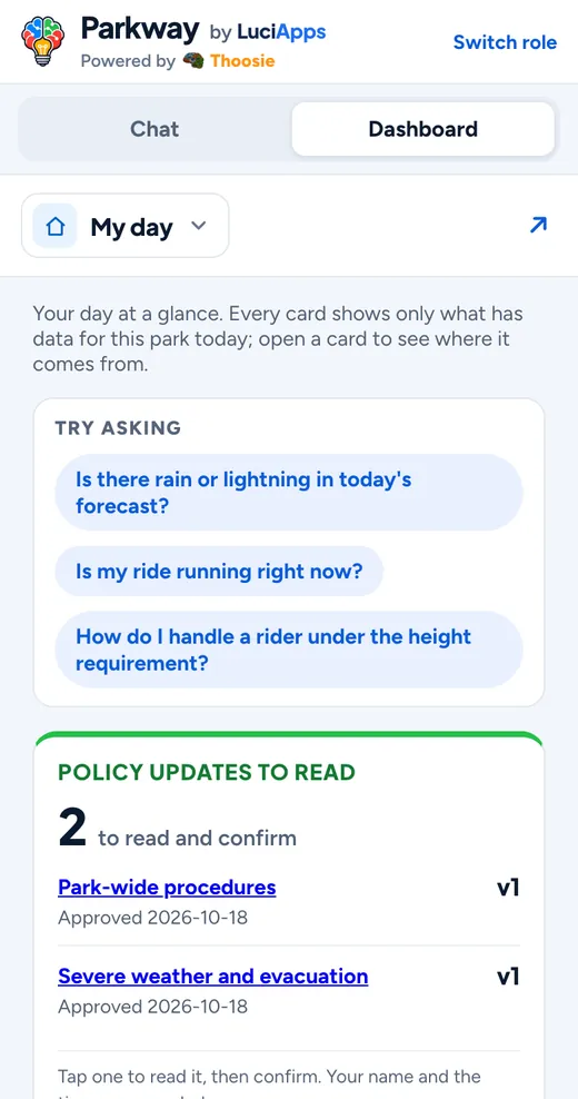 Ride operator on a phone: My day
