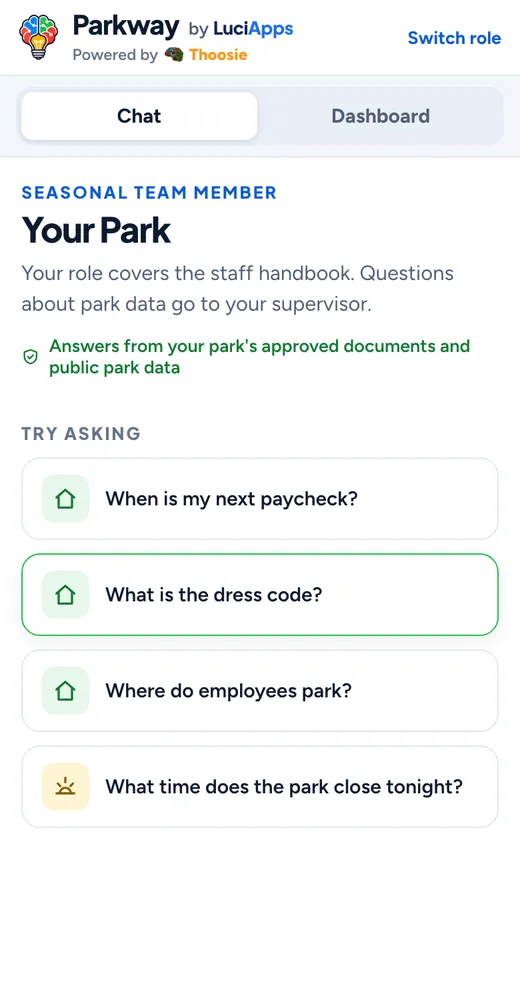 Seasonal team member on a phone: chat